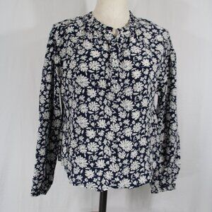 Vineyard Vines Girl's Navy Floral Blouse Size X-Large Preppy Floral Top NEW